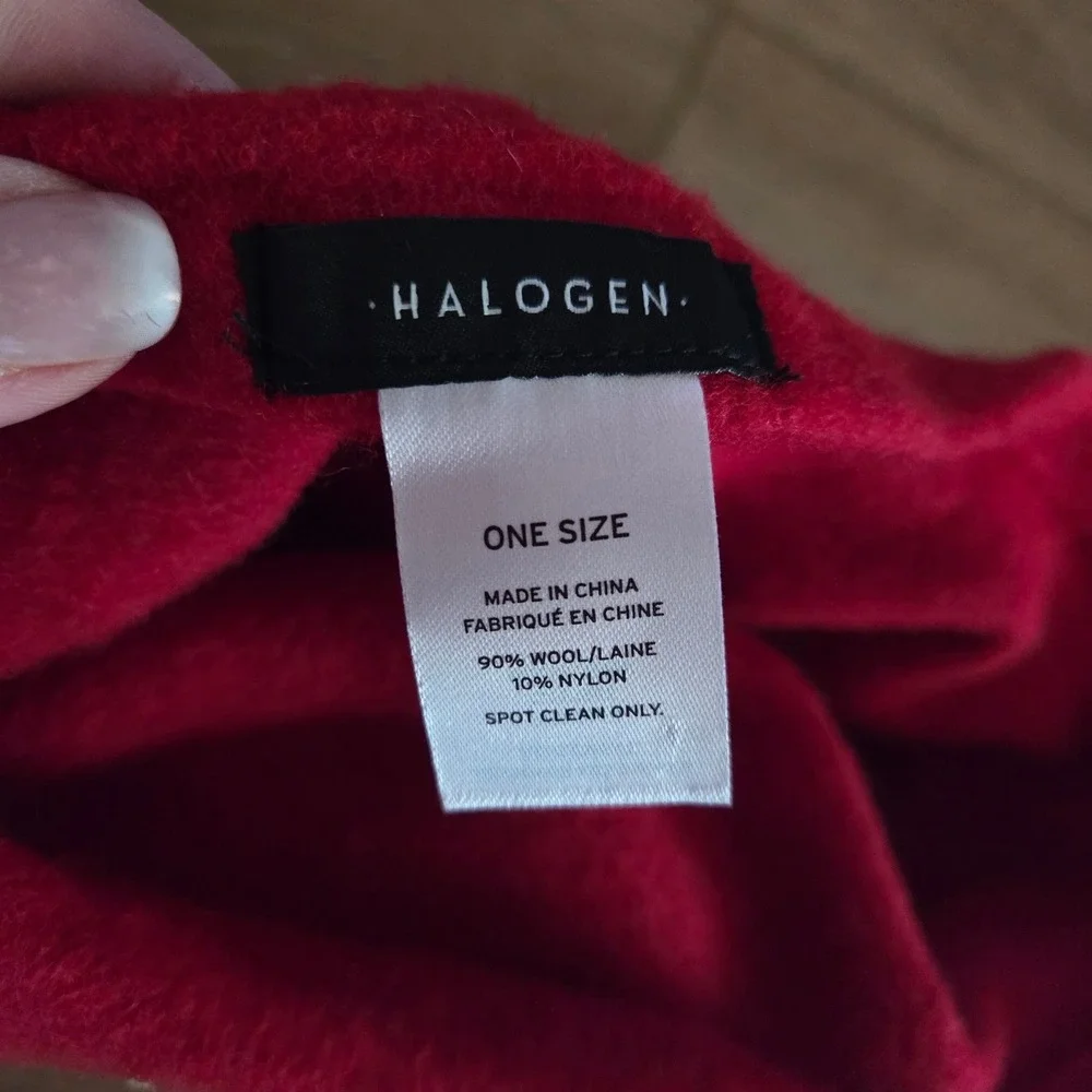 Halogen Womens Red Wool Blend French Beret Hat One‎ Size Solid Felted Parisian